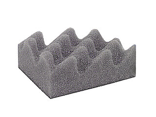 a piece of grey noise protection mat with open-pore nap structure, isolated on white background